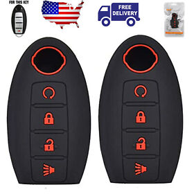 Qch00300100ebus 2pcs Silicone Key Fob Cover Remote Case 4-button For Nissan Altima Maxima Murano