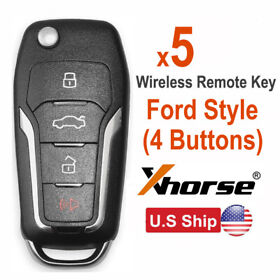 Xnfo01en 5 X Xhorse Universal Wire Remote Key For Ford Style 4 Buttons Max