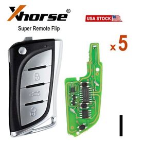 Xelex0en 5pc Xhorse Super Chip Remote Key Fit For Toyota Lexus Flip 3 Buttons