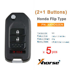 Xkho02en 5x Xhorse Wire Remote Key Fit For Honda Flip 2 1 Buttons Vvdi Tool