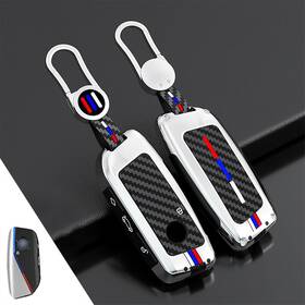 Aoks1901 Aoocar Heavy Metal Key Fob Cover Compatible With Bmw 2023 Up X1 X5 4 Button Silver