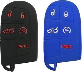 Al-dqgjt01 Arruweer Silicone Smart Key Fob Skin Cover Case Protector 5 Black With Red Blue
