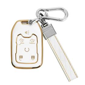 Xfl-01yst Artapek Chevy Tahoe Suburban Gmc Yukon Key Fob Cover 6 Button Tpu Case - White
