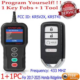 Atpstogo Kr5v2x.kr5t41 For 2017 2018 2019 2025 Honda Ridgeline Keyless Entry Smart Remote Key Fob &tool