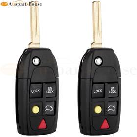 10105746 Auspartshouse 2 Pcs Uncut Remote Car Key Shell Case For Volvo V70 S90 S60 Xc60 1997-2015