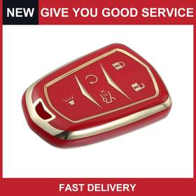 Automall Tech 731618742463 Pack Of 1 For Cadillac Xt5 2017-2020 Car Remote Key Fob Case Cover 5 Button Red