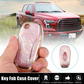 Automall Tech 745060244765 Key Fob Remote Control Cover 3 Button Tpu Shell Pink For Ford F150 2015-2018