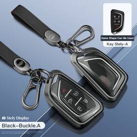 Automoto8 C285-p018-a Aluminum Alloy Tpu Black Car Key Case Cover With Buckle For Cadillac
