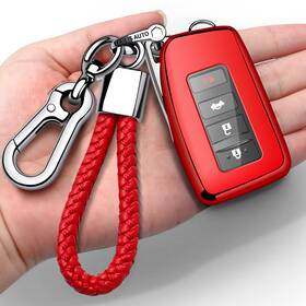 Autophone 619191631513 Lexus Key Fob Cover With Keychain Soft Tpu 360 Protection - Red