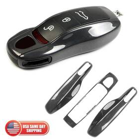 At-kcf451 Autotattoo 3pcs Grey Remote Smart Key Fob Shell Case Cover For Porsche Cayenne Macan 911