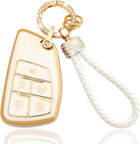 Chevy-silverado-1500hd-gmc Baldoodle For Chevy Key Fob Cover With Keychain Soft Tpu Protection Case White 1