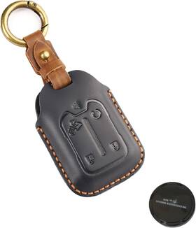 Ysb-xfl-5 Brand Sieven Key Fob Cover Leather Compatible With Chevy Silverado 1500 2500 3500 Black