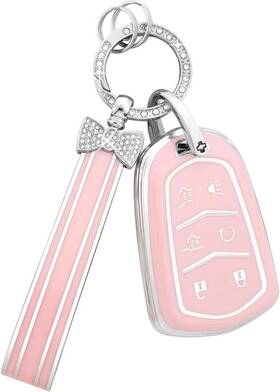 Pifodg107 Branded Pifoog For Cadillac Escalade Key Fob Cover 2015-2020 Pink And Big Silver Edge