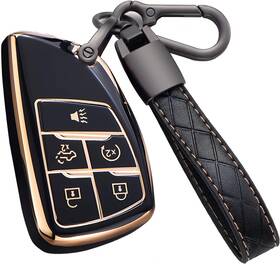 Dachengjb18 Cacacar For Chevy Gmc Key Fob Cover With Keychain Chevy/gmc E Black