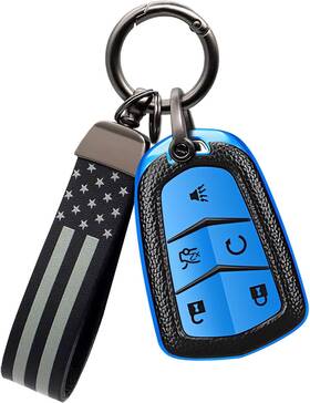 Piwen005 Cacacar Compatible With Cadillac Key Fob Cover Keychain For C-adillac Blue