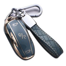 Teslajb013 Cacacar Tesla Model S Key Fob Cover Case Soft Tpu Protection With Keychain Grey