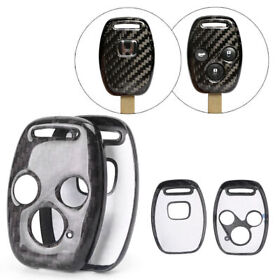 2061yf064 Carbon Fiber Key Remote Fob Case Shell Fit Honda Accord Civic Jazz 3-holes