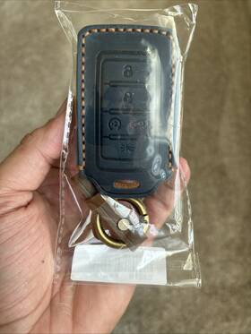 B221b Case 5 Buttons Leather Remote Key Cover Fob For Jeep Grand Cherokee Wagoneer Bl