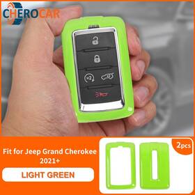 2246fwq2152faw215 Cherocar Light Green Car Key Fob Case Protect Shell Trim For Jeep Grand Cherokee 2021 22