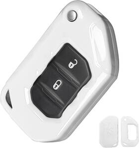 Cherocar202303289fqa132 Cherocar Key Fob Cover Case Skin Protect Accessories For Jeep Wrangler Jl Jt 18 White Us