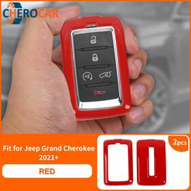 Q512tgqwfqwt21512 Cherocar Red Key Shell Remote Fob Protect Case Cover Decor For 2021 Jeep Grand Cherokee