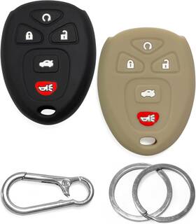 Ch-12-bl-bey Click&fit Silicone Key Fob Covers Compatible With 2005-15 Chevy Black Beige