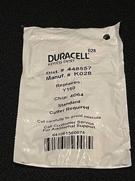 448557 Duracell Keyless Entry Replaces Y160 Chip 4d64