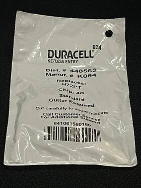 448562 Duracell Keyless Entry Replaces H72pt Chip 4c
