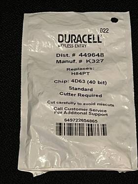 449648 Duracell Keyless Entry Replaces H84pt Chip 4d63
