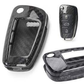 Earthoee 550744477250 Remote Key Fob Shell Case Replacement Carbon Fiber Fit Audi A3 A4 Tt R8 Q3 Q5