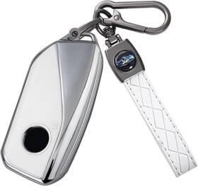 Lgb-bmwc11j4w Flensent Key Fob Cover For Bmw Soft Tpu Car Smart Keys Case Accessories Fit White