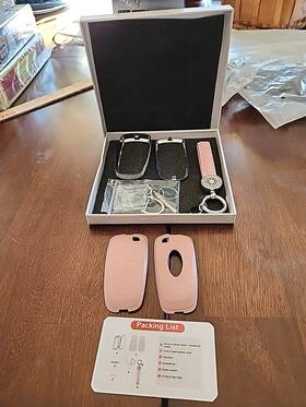 Ford 396068941681 Key Fob Cover With Keychain Leather Crystal Case Protector Pink