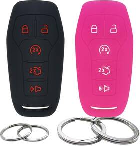 Kcsfd45ba21a Gfdesign 2pcs Silicone 5 Buttons Key Fob Cover Remote Case Black And Hot Pink
