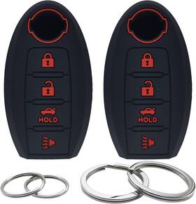 Kcsns14b201 Gfdesign 2pcs Silicone 4 Buttons Key Fob Cover Remote Case Black With Red