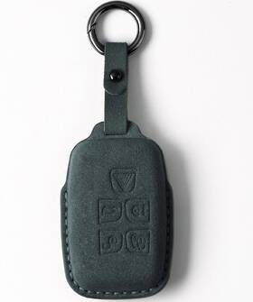 Gl-24-02 Glxkitvl Suitable For Range Rover Suede Leather Key Fob Cover With Keychain Dark Green