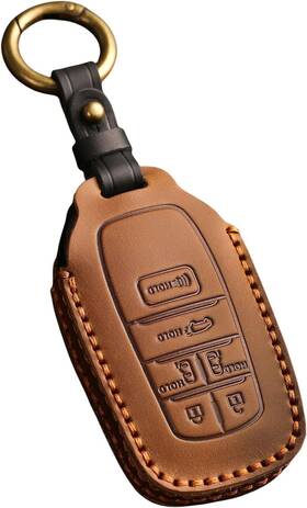 Htm-sina-bk6-br Hontumax Premium Leather 6-button Key Fob Protective Cover Brown Htm-sina-bk6-br Hontumax Premium Leather 6-button Key Fob Protective Cover Brown