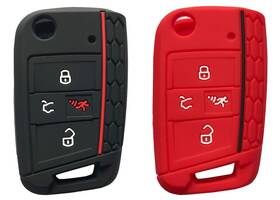 Horande 680904055384 Vw Key Fob Cover For 2016-2019 Golf Polo Gti Tiguan Remote Black Red