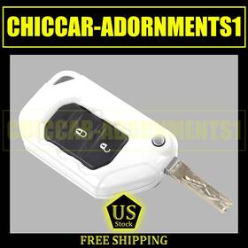 Cca2025050510 Hthe White Abs Key Fob Cover Case Skin Protector Trim For Jeep Wrangler Jl Jt 2018
