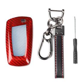 Hukyu 550738881889 Carbon Fiber Remote Car Key Fob Cover Shell For Bmw 1 2 3 4 5 6 7 Series Red
