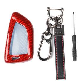 Hukyu 550738911487 Red Carbon Fiber Remote Car Key Fob Cover Shell For Bmw 1 2 3 4 5 6 7 8 Series
