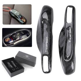 Hukyu 550742484052 Car Key Fob Remote Case Shell Cover Protector Fit Prosche Real Carbon Fiber