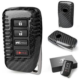 Hukyu 612037772562 Black Remote Key Case Fob Shell Cover For Lexus Gs350 Is350 14-17 Carbon Fiber