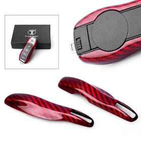 Hukyu 612048169504 Remote Key Case Shell Cover For Porsche 911 Panamera Cayenne Red Carbon Fiber