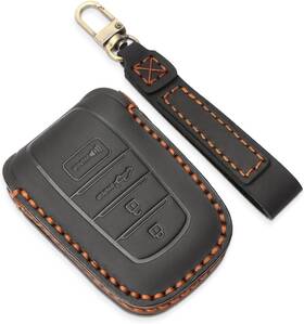 103010-z Intget For 2022 2023 2024 Toyota Tundra Key Fob Black Leather Brown Thread