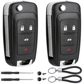 Xfla002878 Jjchq 2 Pack Flip Key Fob Case Shell Replacement 4 Button For Chevy Cruze Equinox