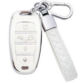 Kxdznh5ybwe Kespevn Hyundai Key Fob Cover Tpu 5 Button With Leather Keychain For Sonata Tucson