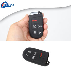 Cherocar20221015a34 Key Fob Cover Rubber Case For Jeep Grand Cherokee Challenger Renegade 16 Black