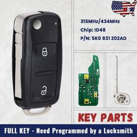 7e0837202ad Keyecu 7e0 837 202ad Flip Remote Key Fob For Volkswagen Amarok Transporter 2011 - 2016