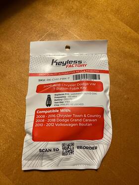 Rk-chy-fbk-7 Keyless Factory 2008-2018 Chrysler Dodge Vw 7-button Fobik Key