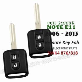 5wk4 Keylessautoparts 876/818 2x For Nissan Note E11 2006 2007 2008 2009 2010-2013 Remote Key Fob